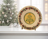 Glass PLATE Round ROCKIN AROUND THE CHRISTMAS TREE Country Farmhouse Holiday Wall Art Handmade Decoupaged Repurposed Upcycled Wedding Gift Idea - JAMsCraftCloset