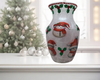 Glass VASE Decoupaged SNOWMEN and HOLLY Christmas Holiday Decor Wedding Decor Shelf Sitter Vase Shabby Chic Victorian BoHo Decor Gift Idea - JAMsCraftCloset