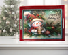 TRAY RED METAL Rectangle Decoupaged Hand Painted Upcycled Repurposed Wall Art HAPPY HOLIDAYS - Snowman Christmas Decoration Home Decor Shelf Sitter Gift - JAMsCraftCloset