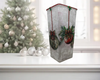 Glass VASE Decoupaged CHRISTMAS BULBS Shelf Sitter Co7untry Farmhouse Shabby Chic Victorian BoHo Decor Holiday Decor Gift Idea - JAMsCraftCloset