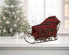 Sleigh Holiday Christmas Vintage Metal and Grapevine BROWN Red Plaid Lining Unique Shelf Sitter Gift Idea - JAMsCraftCloset