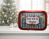 Metal Tray RED - BELLS WILL BE RINGING - HOLIDAY Wall Art Handmade Decoupaged Upcycled Metal Tray Gift - JAMsCraftCloset
