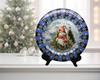 PLATE PLASTIC ROUND Blue and White DECOUPAGED Upcycled Repurposed Wall Art or Shelf Sitter I'D MELT FOR YOU Christmas Holiday Snowman Home Decor Wall Art Gift WEDDING - JAMsCraftCloset