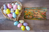 Antique West Virginia Roof Slate Decoupaged EASTER SLATE WALL ART &nbsp;Happy Easter Bunny Eggs in Basket Tulips Daffodils - Handmade Unique EASTER Holiday Decoration Home Decor Gift - JAMsCraftCloset