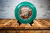 PLATE CHARGER TEAL AQUA PLASTIC ROUND DECOUPAGED Upcycled Repurposed Wall Art or Shelf Sitter WITH YOU I AM HOME Home Decor Wall Art Gift WEDDING - JAMsCraftCloset