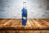 GLASS BOTTLE WHITE With Decoupaged BLUE SILK FLOWERS and PEARLS Shelf Sitter Home Decor Country Farmhouse Decor Wedding Decor Gift Idea - JAMsCraftCloset