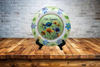 PLATE FLORAL PLASTIC ROUND DECOUPAGED Upcycled Repurposed Wall Art or Shelf Sitter HELLO SUMMER Green Red Blue Floral Home Decor Wall Art Gift WEDDING - JAMsCraftCloset