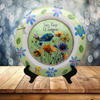 PLATE FLORAL PLASTIC ROUND DECOUPAGED Upcycled Repurposed Wall Art or Shelf Sitter LAZY DAYS OF SUMMER Green Red Blue Floral Home Decor Wall Art Gift WEDDING - JAMsCraftCloset