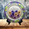 PLATE FLORAL PLASTIC ROUND DECOUPAGED Upcycled Repurposed Wall Art or Shelf Sitter HAVE A BEAUTIFUL DAY Green Background Home Decor Wall Art Gift WEDDING - JAMsCraftCloset