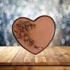 Tape Dispenser Wooden Heart Shaped Vintage Handcrafted Hand Painted Pink Floral Pen and Ink Technique