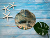 LARGE SCALLOP SEASHELL Aqua Teal LET THE SEA SET YOU FREE- BEACH COASTAL DECOR Wall Art Handmade Hand Painted DECOUPAGED Repurposed Upcycled Gift - JAMsCraftCloset