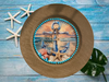 PLATE CHARGER LIGHT BROWN WOOD GRAIN PLASTIC ROUND DECOUPAGED Upcycled Repurposed Wall Art or Shelf Sitter HOPE ANCHORS THE SOUL Beach Coastal Home Decor Gift - JAMsCraftCloset