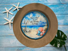 PLATE CHARGER LIGHT BROWN WOOD GRAIN PLASTIC ROUND DECOUPAGED Upcycled Repurposed Wall Art or Shelf Sitter KIND OF PEACE SALTWATER BRINGS Beach Coastal Home Decor Gift - JAMsCraftCloset
