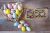 Antique West Virginia Roof Slate Decoupaged EASTER SLATE WALL ART Happy Easter - 3 Cute Eggs - Handmade Unique EASTER Holiday Decoration Home Decor Gift - JAMsCraftCloset