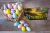Antique West Virginia Roof Slate Decoupaged EASTER SLATE WALL ART Easter Blessing Field Fence Eggs - Handmade Unique EASTER Holiday Decoration Home Decor Gift {{ JAMsCraftCloset }}