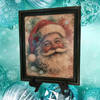 Vintage Wood Frame Decoupage On Glass SANTA SNOWFLAKES HOLLY Christmas Wall Art Shelf Sitter Gift Idea JAMsCraftCloset