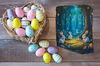 Antique West Virginia Roof Slate Decoupaged EASTER SLATE WALL ART Happy Easter Bunnies - Forest - Handmade Unique EASTER Holiday Decoration Home Decor Gift