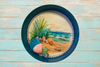Metal Cake Pan Round Aqua Teal SEAGRASS AND SHELLS - BEACH COASTAL DECOR Wall Art Handmade Hand Painted DECOUPAGED Repurposed Upcycled Wedding Gift {{ JAMsCraftCloset }}