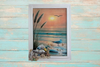 Framed Decoupage On Glass - Beach Coastal Theme - Sandpiper, Shells and Seagrass - Wall Art Handmade Home Decor -One of a Kind-Unique-Home-Country-Decor-Cottage Chic-Gift - JAMsCraftCloset