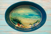 SMALL METAL AQUA OVAL CAKE PAN Beach Coastal Home Decor SEAGRASS SHELLS Wall Art Shelf Sitter DECOUPAGE Handmade Gift Idea {{ JAMsCraftCloset }}