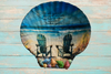 LARGE SCALLOP SEASHELL Aqua Teal LET YOUR HEART DRIFT WHERE THE WAVES TAKE YOU- BEACH COASTAL DECOR Wall Art Handmade Hand Painted DECOUPAGED Repurposed Upcycled Gift - JAMsCraftCloset