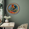 Metal Round RED, WHITE, and BLUE TRAY Farmhouse Country HEN WITH WATERING CAN Design Wall Art Country Farmhouse Decor Handmade Kitchen or Coffee Bar Decor Gift Idea &nbsp;- JAMsCraftCloset