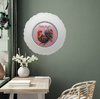 PLATE CHARGER WHITE PLASTIC ROUND Decoupaged Hand Painted Upcycled Repurposed Wall Art DATE NIGHT Home Decor Closet Wall Art Gift - JAMsCraftCloset
