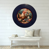 PLATE CHARGER NAVY BLUE PLASTIC ROUND DECOUPAGED Upcycled Repurposed Wall Art or Shelf Sitter HEN WITH EGGS 4TH OF JULY Decor Kitchen Decor Home Decor Wall Art Gift WEDDING - JAMsCraftCloset