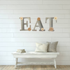 Hand Painted Fiberboard Letters Dusty Blue With Tan and Cream Floral Accents EAT Decorative Wall Art Kitchen Dining Room Decor Set of 3 Gift Idea - JAMsCraftCloset