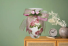 Glass WHITE Vase Decoupaged PINK ROSES and PINK and GREEN BOW AND FLOWER Wedding Decor Shelf Sitter Floral Vase Flower Vase Gift Idea Table Decor Centerpiece Home Decor Cottage Chic Farmhouse Decor Victorian Decor - JAMsCraftCloset