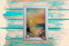 Framed Decoupage On Glass - Beach Coastal Theme - Orange Sunset Beach Grass - Wall Art Handmade Home Decor {{ JAMsCraftCloset }}