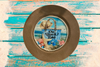 PLATE CHARGER LIGHT BROWN WOOD GRAIN PLASTIC ROUND DECOUPAGED Upcycled Repurposed Wall Art or Shelf Sitter ON BEACH TIME Beach Coastal Home Decor Gift - JAMsCraftCloset