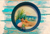 Metal Cake Pan Round Aqua Teal SEAGRASS AND SHELLS - BEACH COASTAL DECOR Wall Art Handmade Hand Painted DECOUPAGED Repurposed Upcycled Wedding Gift {{ JAMsCraftCloset }}