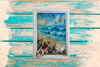 Framed Decoupage On Glass - Beach Coastal Theme - Shells Seagulls Waves - Wall Art Handmade Home Decor {{ JAMsCraftCloset }}