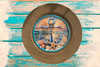 PLATE CHARGER LIGHT BROWN WOOD GRAIN PLASTIC ROUND DECOUPAGED Upcycled Repurposed Wall Art or Shelf Sitter HOPE ANCHORS THE SOUL Beach Coastal Home Decor Gift - JAMsCraftCloset