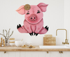 Wooden PIG 1 Hand Painted Hand Cut Pen and Ink Handmade Kitchen Decoration Wall Art Tier Tray Decoration Nursery Bathroom Home Decor Folk Art Primitive Gift Idea Unique Farmhouse Country Decor - JAMsCraftCloset