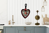 CAST IRON HEART SHAPED Frying Pan Skillet MINI Black KISS THE COOK Farmhouse Country KITCHEN Wall Art Decoupaged Repurposed Upcycled Gift Idea Crafters Delight - JAMsCraftCloset