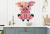 Wooden PIG 2 Hand Painted Hand Cut Pen and Ink Handmade Kitchen Decoration Wall Art Tier Tray Decoration Nursery Bathroom Home Decor Folk Art Primitive Gift Idea Unique Farmhouse Country Decor - JAMsCraftCloset