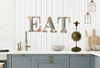 Hand Painted Fiberboard Letters Dusty Blue With Tan and Cream Floral Accents EAT Decorative Wall Art Kitchen Dining Room Decor Set of 3 Gift Idea - JAMsCraftCloset