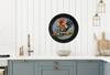 Pie Pan Vintage Navy Blue With White Speckles HEN WITH WATERING CAN Farmhouse Country Wall Art Handmade Decoupaged Hand Painted Repurposed Upcycled Gift Idea - JAMsCraftCloset