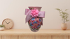 Glass PINK Vase Decoupaged PINK AND BLUE ROSES and PINK BOW AND FLOWER Wedding Decor Shelf Sitter Floral Vase Flower Vase Gift Idea Table Decor Centerpiece Home Decor Cottage Chic Farmhouse Decor Victorian Decor - JAMsCraftCloset