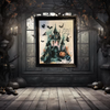 Vintage Wood Frame Decoupage On Glass IT IS TIME TO FLY Halloween Witch Wall Art Shelf Sitter Gift Idea {{ JAMsCraftCloset }}