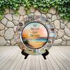PLATE PLASTIC ROUND Beachy Border DECOUPAGED Upcycled Repurposed Wall Art or Shelf Sitter LET THE SEA QUIET THE NOISE Beach Theme Home Decor Gift - JAMsCraftCloset