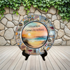 PLATE PLASTIC ROUND Beachy Border DECOUPAGED Upcycled Repurposed Wall Art or Shelf Sitter HAPPINESS COMES IN WAVES Beach Theme Home Decor Gift - JAMsCraftCloset