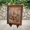 Vintage Wood Frame Decoupaged on Glass - Hen With Chicks Buttons - Shelf Sitter Handmade Country Farm Decor Wall Art Gift - JAMsCraftCloset