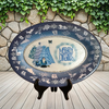 Plastic OVAL TRAY Farmhouse Country Home Holiday Decor BLUE AND WHITE MERRY CHRISTMAS Wall Art &nbsp;- JAMsCraftCloset