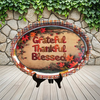 Plastic OVAL WHITE TRAY Farmhouse Country Kitchen Home Decor GRATEFUL THANKFUL BLESSED PLAID BORDER Wall Art Shelf Sitter Handmade &nbsp;- JAMsCraftCloset