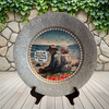 Galvanized Metal Round Charger Plate With Hanging Hook Decoupaged Farmhouse Country Wall Art Shelf Sitter LOVE IS THE PUREST 2 Handmade Gift Idea - JAMsCraftCloset