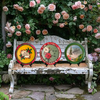 TRAY RED RED GREEN PLASTIC ROUND Decoupaged Hand Painted Upcycled Repurposed POINSETTIAS - TIDINGS OF JOY Home Decor Christmas Wall Art Shelf Sitter Gift - JAMsCraftCloset