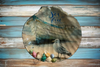 LARGE SCALLOP SEASHELL Aqua Teal LET THE SEA SET YOU FREE- BEACH COASTAL DECOR Wall Art Handmade Hand Painted DECOUPAGED Repurposed Upcycled Gift - JAMsCraftCloset